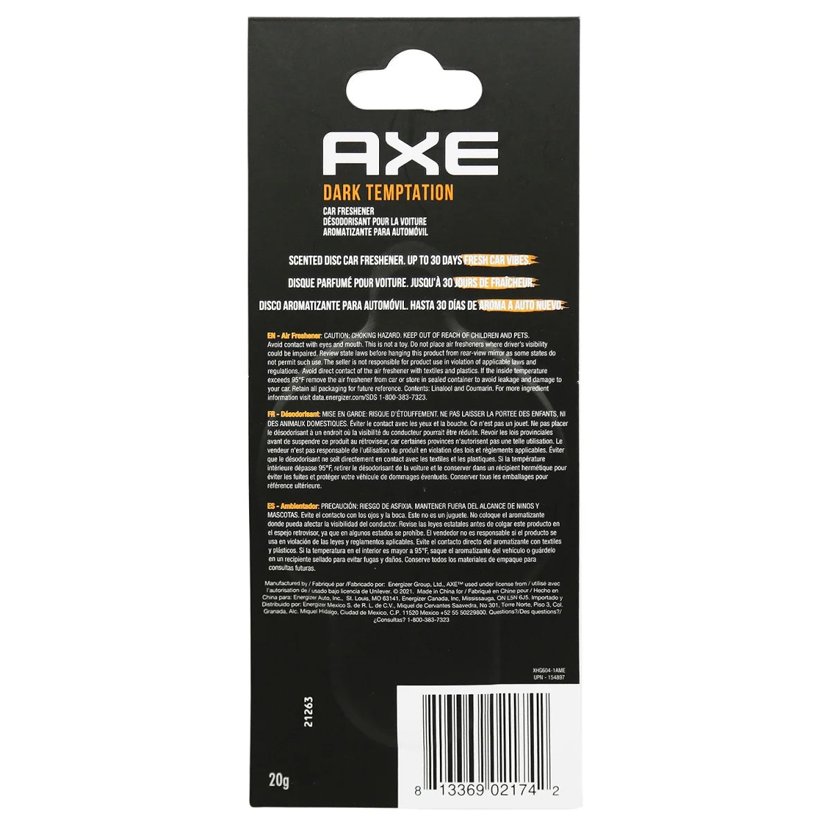 AXE AIR FRESHENER HANGING DARK TEMPTATION