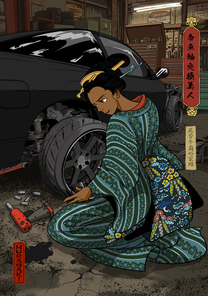 HECTOPASCAL×MURASAKI 帝車輪交換美人 T-SHIRT